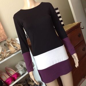 Color block long sleeve dress F011